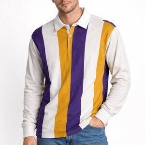 Urban Outfitters Purple Gold Striped Rugby Polo Shirt Men’s Size M